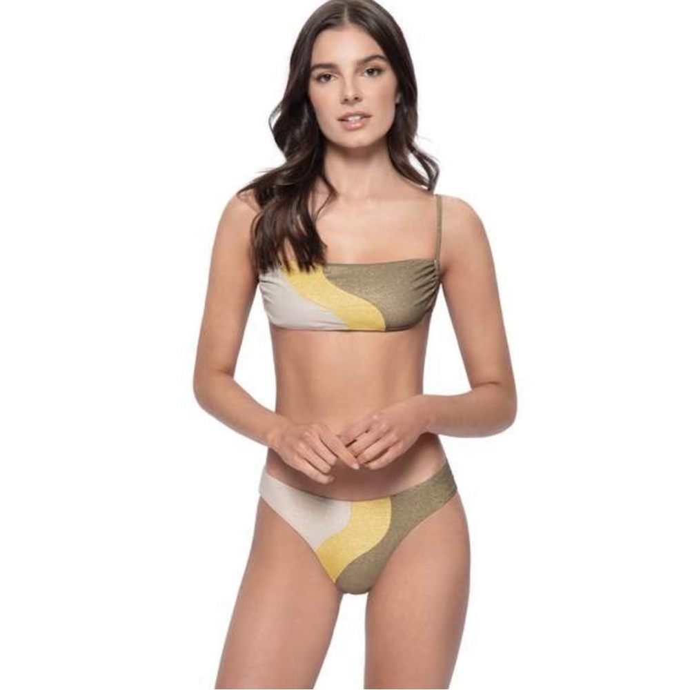 NWT PILYQ Gold Haven Wave Bikini Bottom Teeny‎ Cut